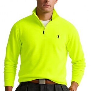Polo Ralph Lauren Performance Neon Yellow Quarter-Zip Fleece Pullover LT Tall